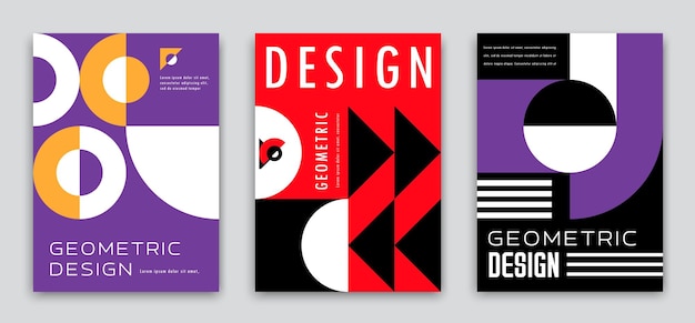 Carteles modernos abstractos con patrones de formas geométricas