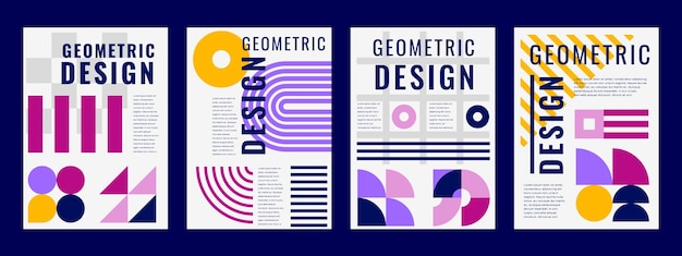 Carteles modernos con patrones geométricos abstractos