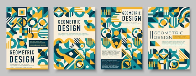Carteles de negocios modernos con formas geométricas