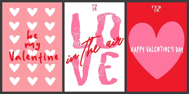 Carteles vectoriales para el Día de San Valentín en estilo retro 14 de febrero concepto de diseño de pancartas