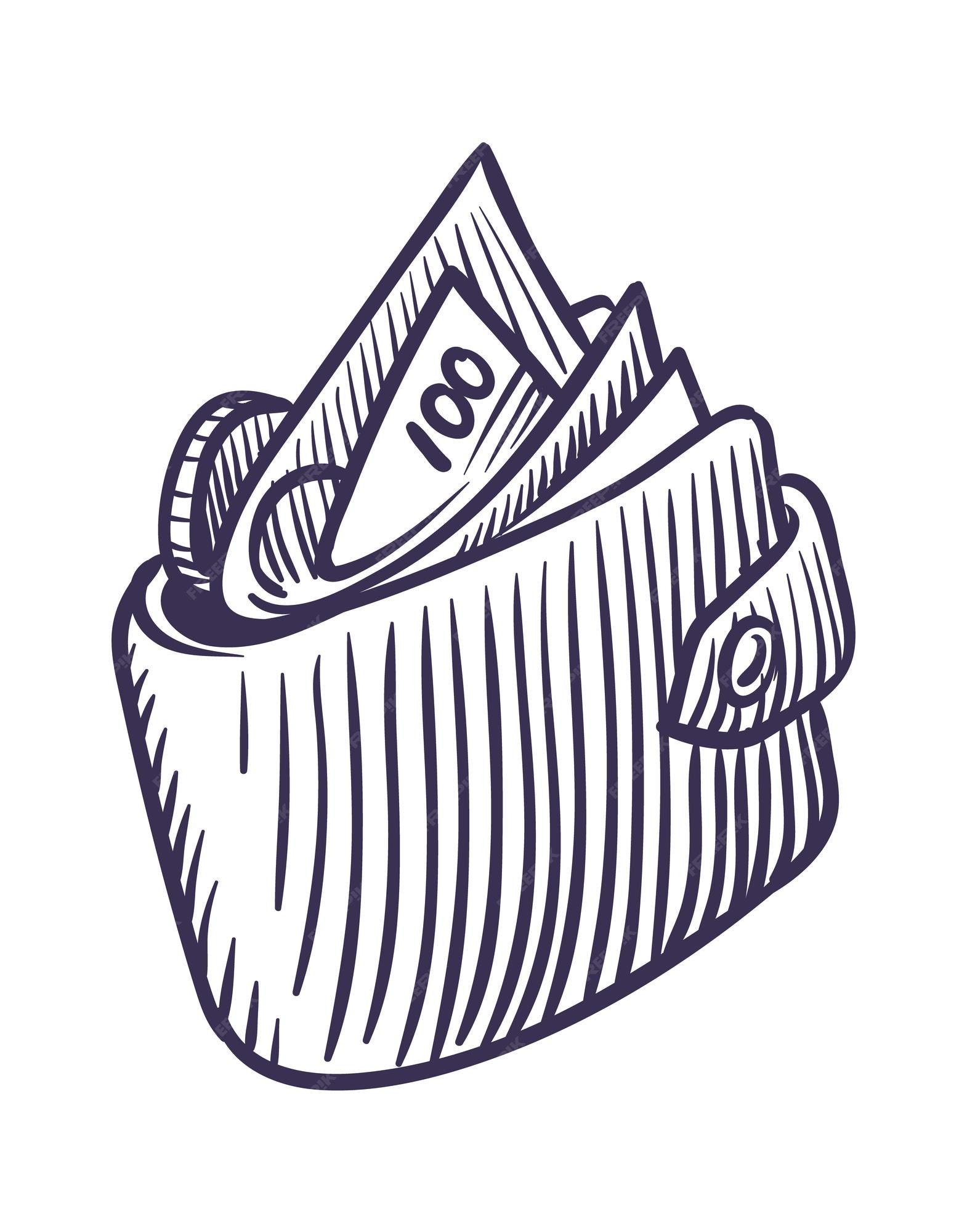 Cartera dibujada a mano. dibujo sombreado minimalista de accesorio por dinero. símbolo de pago o efectivo, transacción financiera y signo de acumulación o inversión. monedero lleno de billetes. vector de artículos de Cartera dibujada a mano. dibujo sombreado minimalista de accesorio por dinero. símbolo de pago o efectivo, transacción financiera y signo de acumulación o inversión. monedero lleno de billetes. vector de artículos de