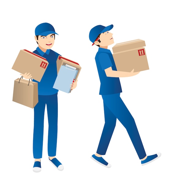 Un cartero entregando paquetes al cliente