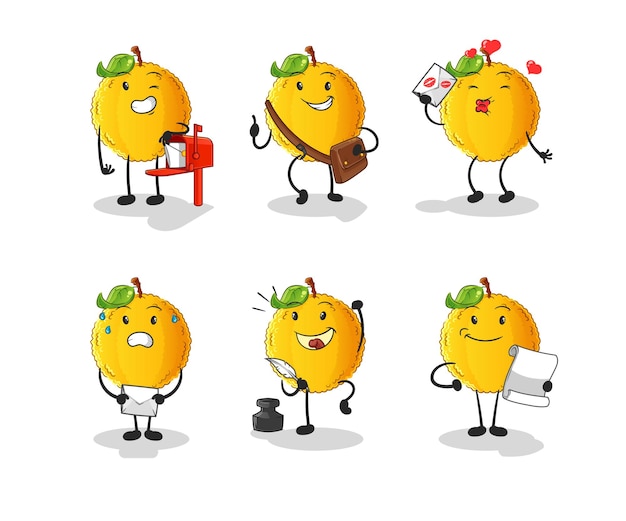 Cartero de yaca establece el carácter. vector de mascota de dibujos animados
