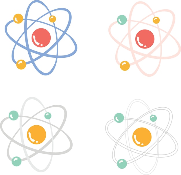 Vector cartón de estructura atómica aislada en pantalla blanca