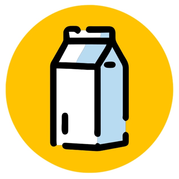 un cartón de leche en primer plano en el fondo es un círculo que se corta diagonalmente en el