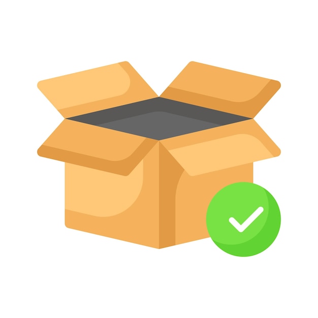 Cartón con marca de marcación icono de concepto de cumplimiento de pedidos paquete entregado diseño vectorial