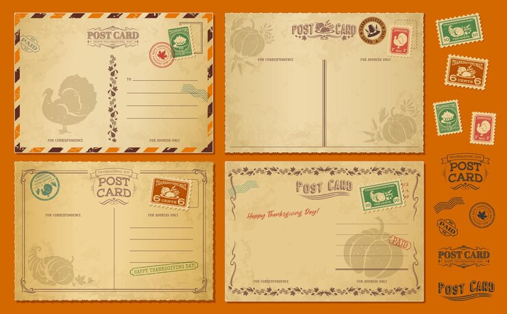 Vector cartón postal antiguo de acción de gracias