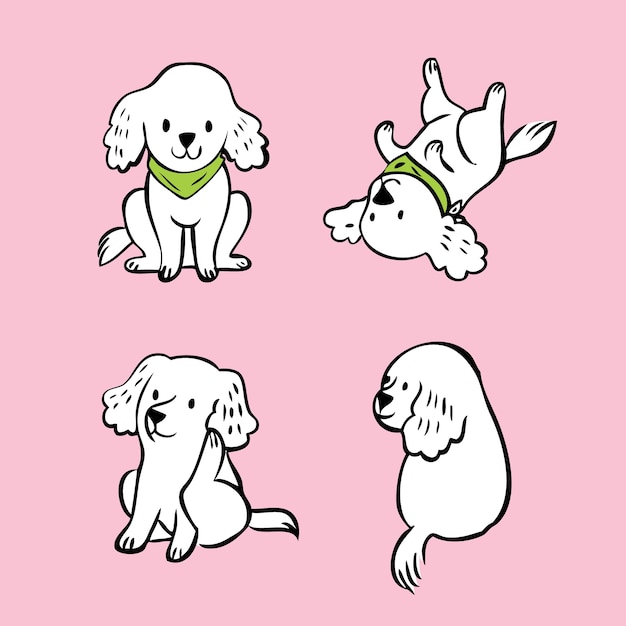 Cartoon adorable blanco poodel vector.