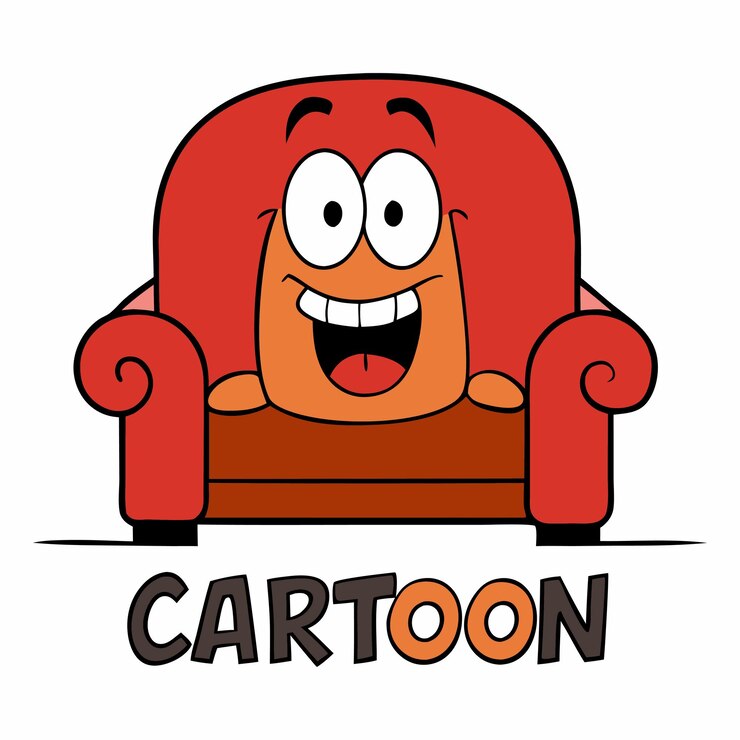 Vector cartoon armchair character smiling
