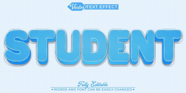Cartoon Blue Student Vector Editable Text Effect Template