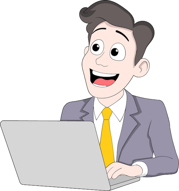 Cartoon Business Worker Offering Customer Service