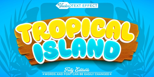 Cartoon Colorful Tropical Island Vector Modelo de efecto de texto editable