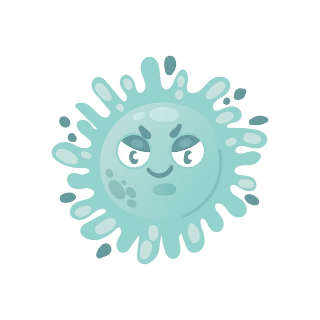 Cartoon cómic enfermedad germinal microorganismo kawaii microbio patógeno bacteria virus con cara graciosa