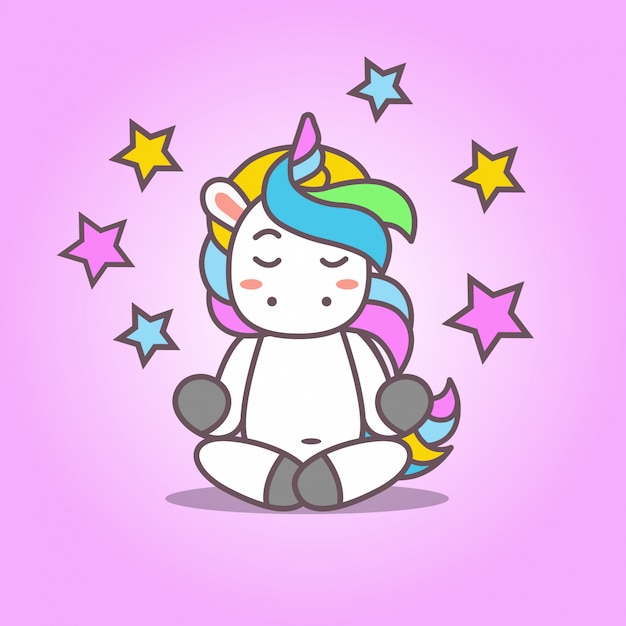 Vector cartoon_cute kawaii unicorn yoga