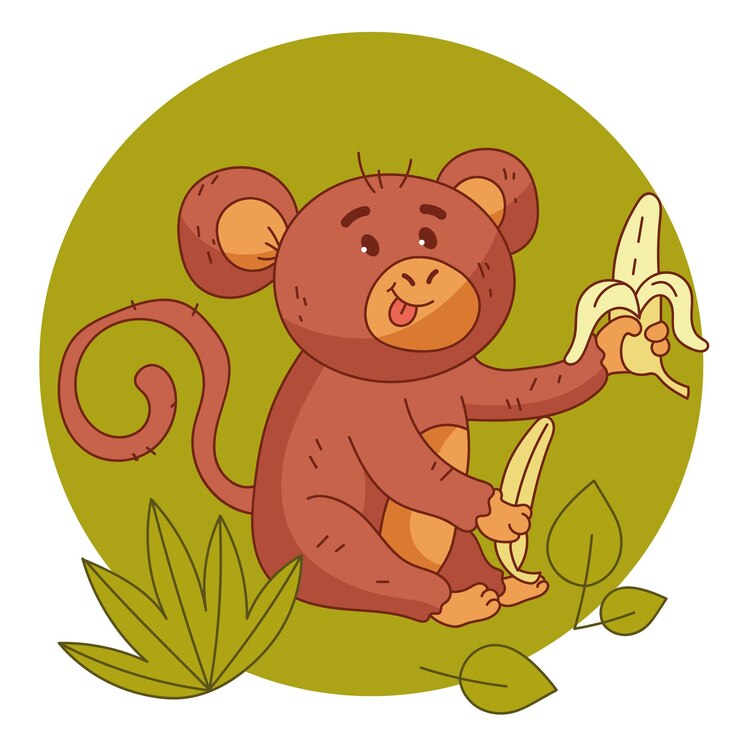 Vector cartoon doodle line style jungle monkey concepto de personaje animal diseño gráfico vectorial ilustración