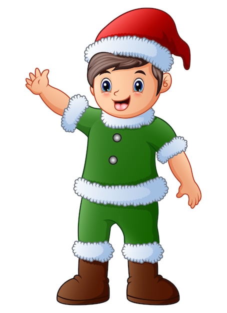 Cartoon Elf de Navidad saludando