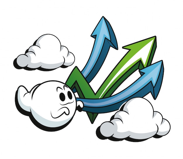 Vector cartoon fantasma nubes y flechas icono