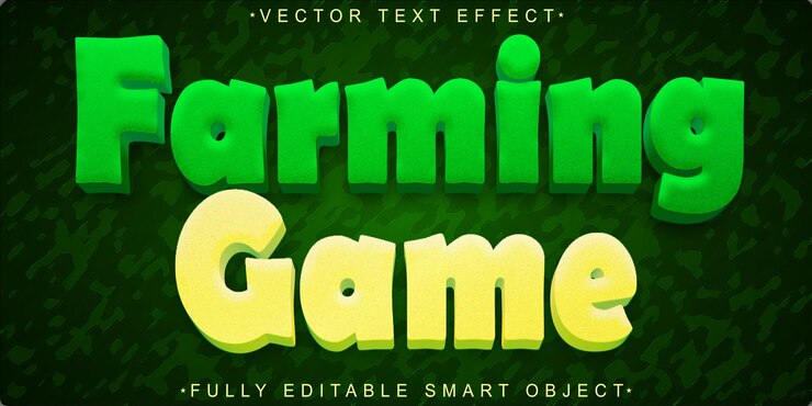 Vector cartoon farming came vector objeto inteligente totalmente editable efecto de texto