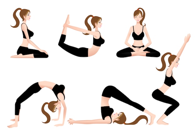 Cartoon Female Yoga Trainer te permite practicar yoga por tu cuenta.