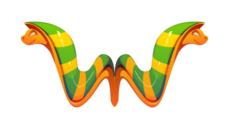 Vector cartoon fuente egipcia serpiente dorada letra w