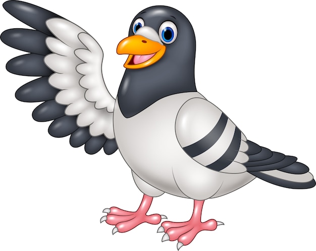 Cartoon funny pigeon bird presenting