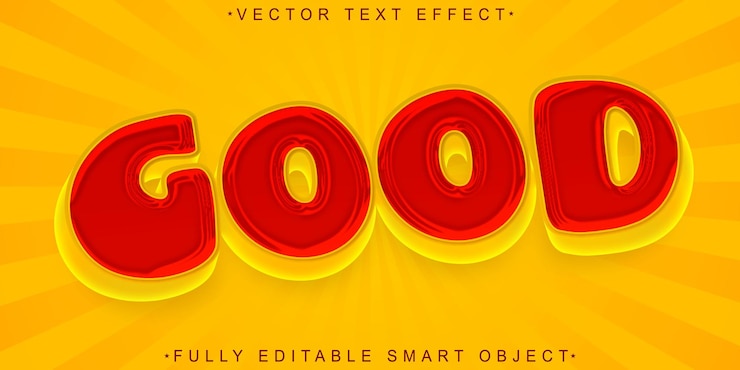 Vector cartoon good vector efecto de texto de objeto inteligente totalmente editable