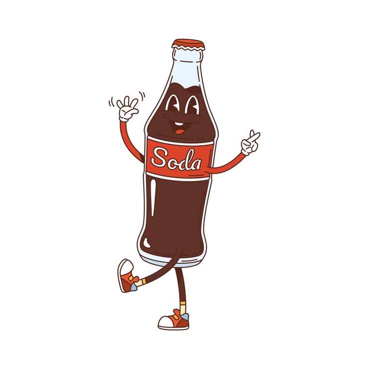 Vector cartoon groovy retro botella de refresco personaje gracioso