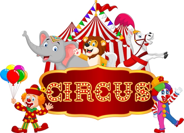 Cartoon happy animal circus