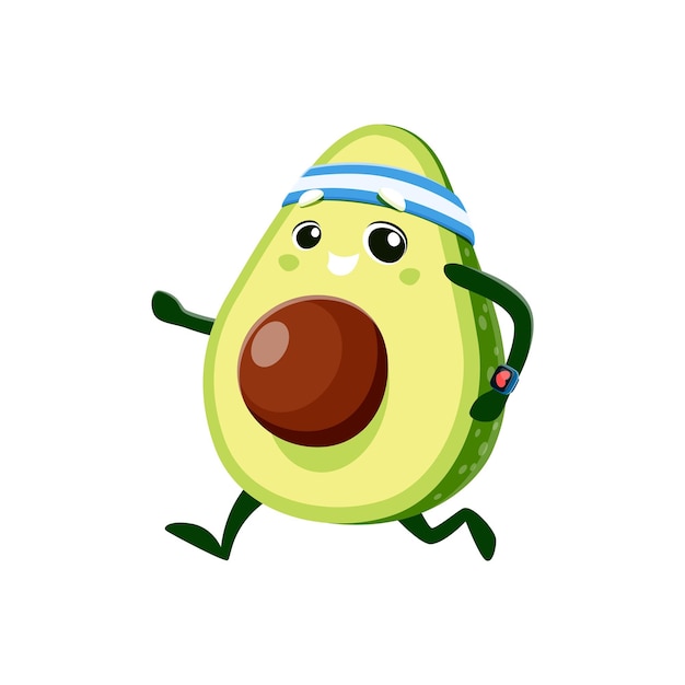 Cartoon kawaii personaje de aguacate mexicano corriendo