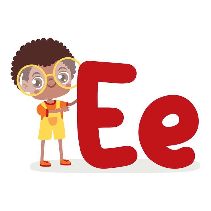 Vector cartoon kid posing with letter