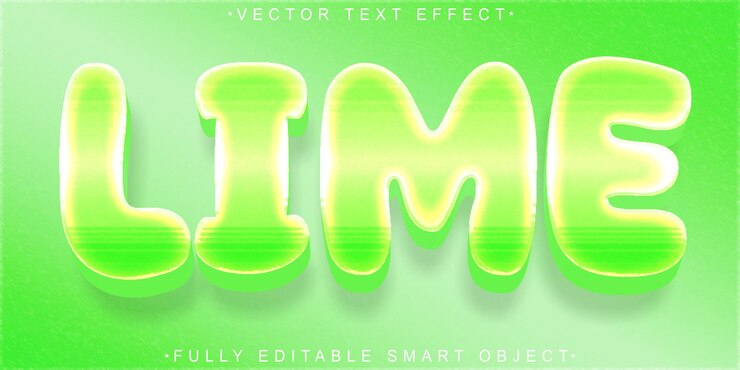 Vector cartoon lime vector efecto de texto de objeto inteligente totalmente editable