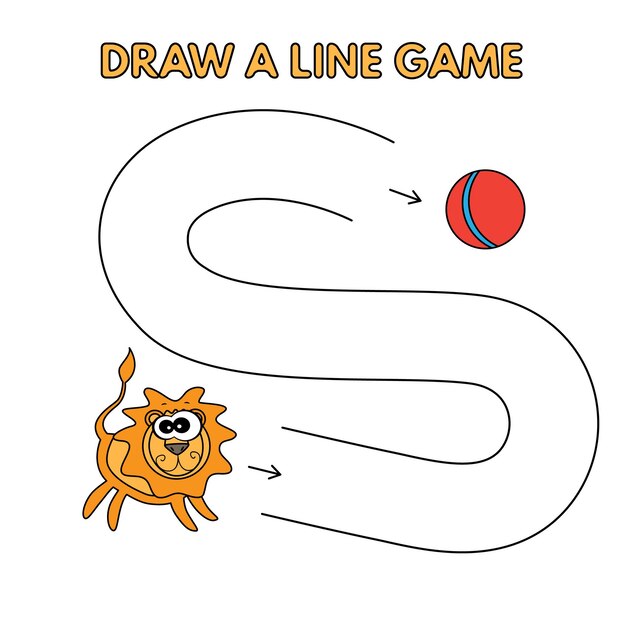 Cartoon Lion Draw a Line Juego para niños