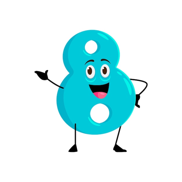 Cartoon matemáticas número ocho ocho personaje gracioso lindo