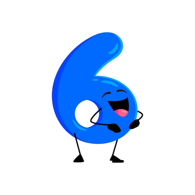 Cartoon matemáticas número seis personaje alegre risa