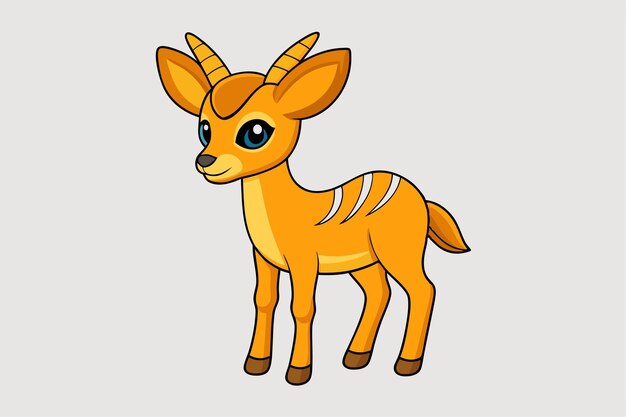 a cartoon of a cute little deer with horns