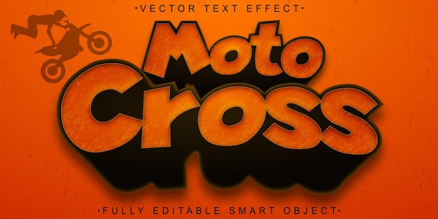 Cartoon Orange Moto Cross Vector Objeto inteligente totalmente editable Efecto de texto