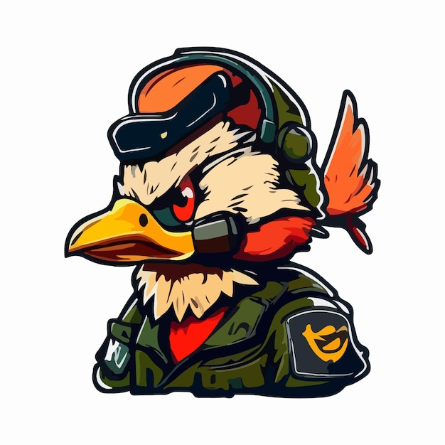 Cartoon pato mascota esport logo vector ilustración con fondo aislado