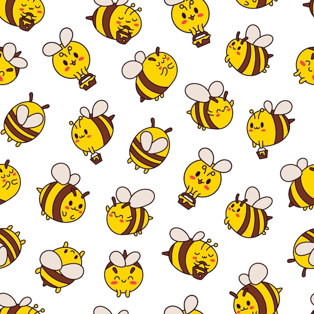 Cartoon personaje de abeja lindo patrón sin costuras