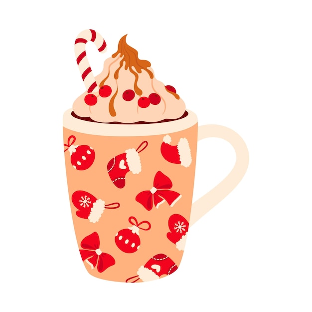 Cartoon ponche de huevo bebida cóctel de Navidad taza de café