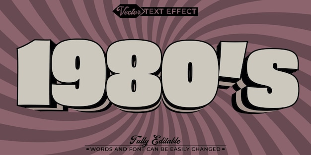 Cartoon Retro Soft Pink de los años 80 Vector Modelo de efecto de texto editable