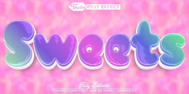 Cartoon Soft Colorful Sweet Vector Modelo de efecto de texto editable