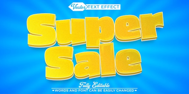 Cartoon Super Sale Vector Modelo de efecto de texto editable