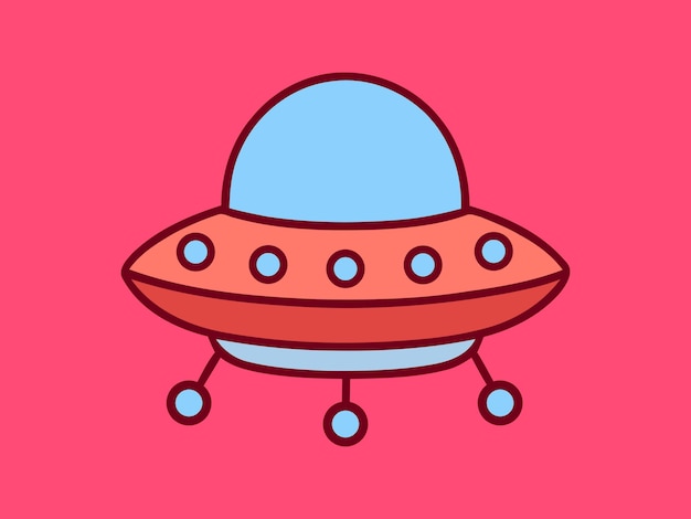 Cartoon UFO on a Pink Background