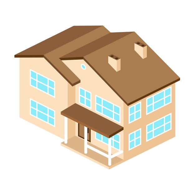 Casa americana suburbana isométrica para diseño web e interfaz de aplicación