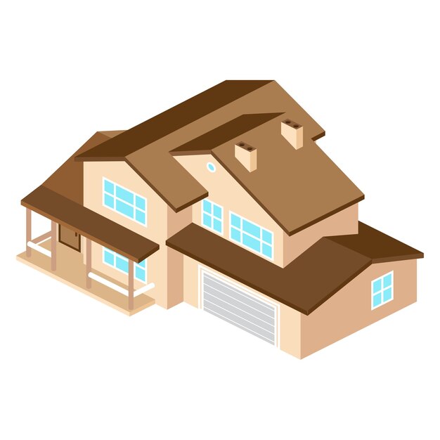 Casa americana suburbana isométrica para diseño web e interfaz de aplicación