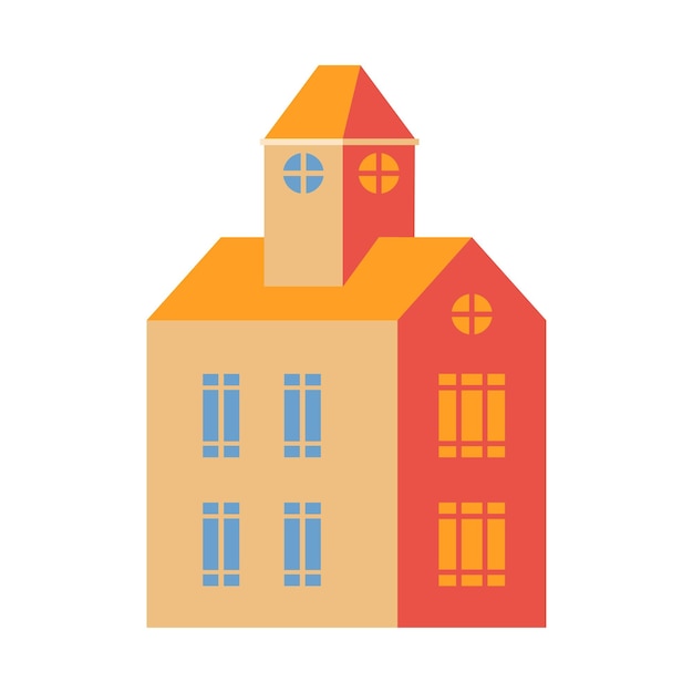 Casa de apartamentos geométrica vectorial Elemento de diseño de ciudad de edificio geométrico plano Ilustración de vector de moda