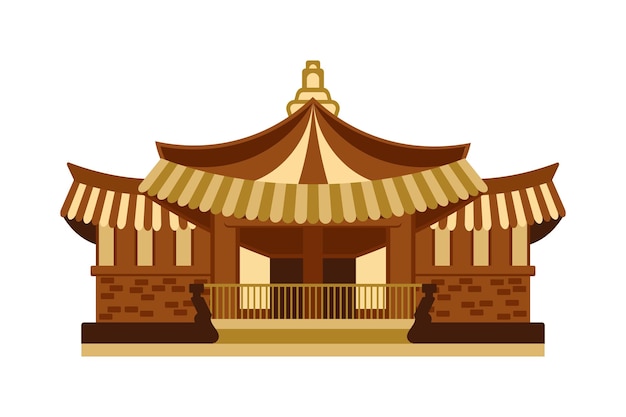 Casa asiática coreana o china, casa oriental tradicional. ilustración, icono, vector