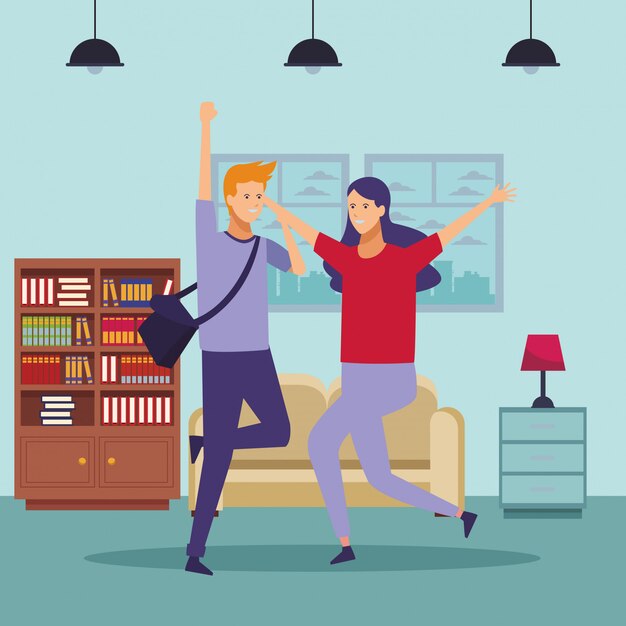 casa de baile de pareja de equipo de estudiante