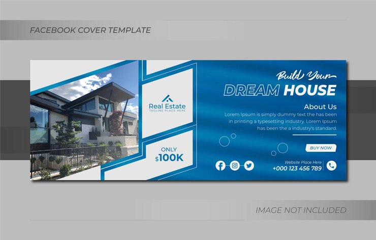 Casa de bienes raíces en venta diseño de portada de redes sociales o plantilla de banner web