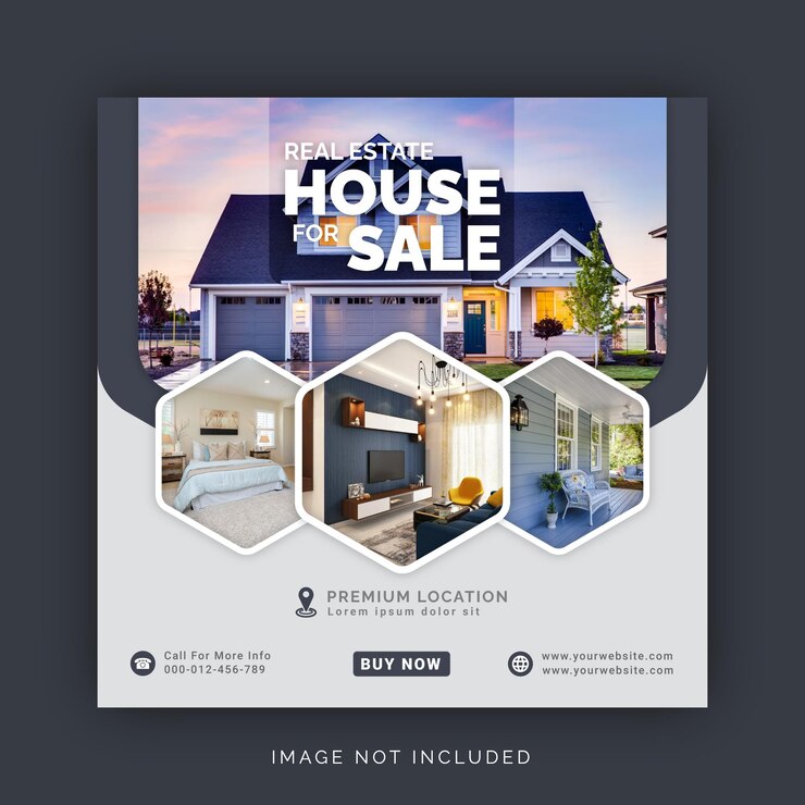 Vector casa de bienes raíces en venta instagram banner social media poste template